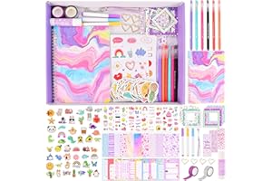 Goldge 109-teiliges DIY Tagebuch Set für Mädchen ab 8 Jahre – Scrapbook mit Sticker, Notizbuch & Zubehör zum Gestalten von Planer oder Erinnerungsalben, Weihnachten Geschenke
