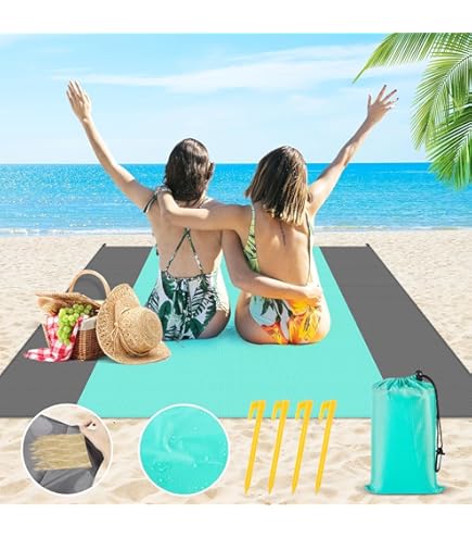 Coperta Da Picnic Impermeabile 200x140cm - Telo Spiaggia Portatile Con Picchetti - Foto 8