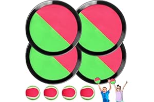 LXYYDS Cattura Racchette Palline Set, Racchettoni Giochi Spiaggia, Toss e Cattura Gioco della Palla, con 4 Pagaie e 4 Palle da Lancio, per Feste, Giardini, Giochi al Mare Bambini 2 3 4 5 6 7 8 10 12 Anni