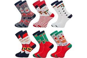 SOCK-TEC Mens Christmas Socks 6 Pairs Festive Novelty Funny Casual Xmas Socks for Men Uk Size 6-11