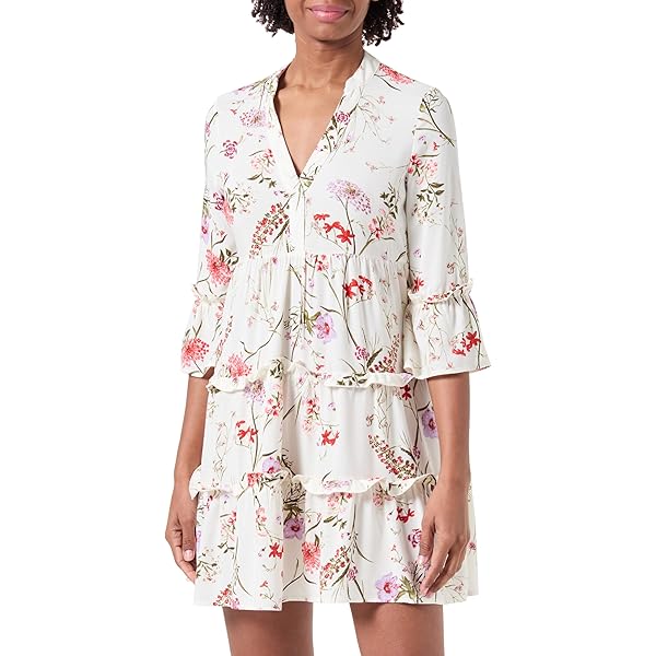 VERO MODA Damen Viskose Mini-Kleid Tunika 3/4 Arm VMEasy Joy mit 