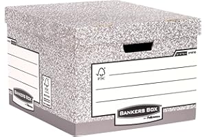 ‎BANKERS BOX Bankers Box Archivbox mit FastFold System, groß, FSC, 10er-Packung, grau