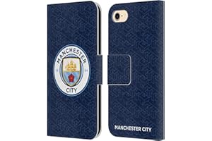 Head Case Designs Officially Licensed Manchester City Man City FC Dark Blue 2 Patterns Leather Book Wallet Case Cover Compatible With Apple iPhone 7/8 / SE 2020 & 2022