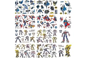 YUYAN Transformers Temporary Tattoos Batman Superman Stickers for Kids cute cartoon Tattoos Party Favors and Birthday Decorations for Girls Boys(8 Transformers Temporary Tattoo Sheets)…