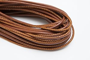 esnado Weiche Lederschnur Gesäumt 2,5 mm. Farbe: Hellbraun 2 Meter – für Lederschmuck - Farbe/Länge: wählbar