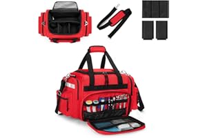 Damero Borsa per trauma medica vuota, borsa professionale per pronto soccorso con tasche multiple per forniture mediche, rosso