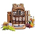 Borsa frigo APOLLOWALKER 4 Person Picnic Backpack Hamper con set di stoviglie e coperta