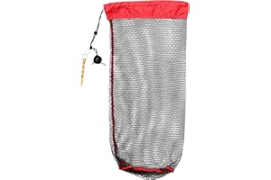 BESPORTBLE Przenośna siatka na ryby ze sznurkiem, siatka ochronna na ryby, nylonowa siatka do śledzenia ryb czerwona czarna