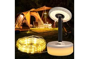 RISEMART Camping String Lights 10M | 2-in-1 Solar Waterproof Outdoor Lights with 5 Modes,Fast Charging & Portable Design | Re