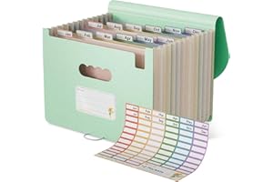 EcoStash Cartella Portadocumenti A4, 12 Tasche Porta Documenti in Paglia di Grano, Raccoglitore Documenti Espandibile per Ufficio Casa, Senza BPA, Ritorno alla Natura, Vita Sana - Blu Menta