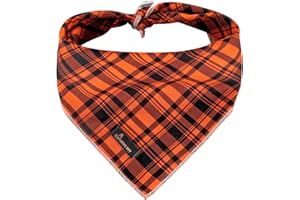 ARING PET Hundebandana-Halloween-Hundeschal-Halstuch, niedliches orangefarbenes Gitter-Hundebandanas, Welpen-Dreieck-Lätzchen für kleine bis große Hunde und Katzen