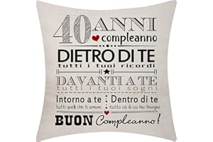 AOCASO 40° Compleanno Regalo per Donne Uomini Copri Cuscino per 40 Anni 40° Compleanno Buon Compleanno Ispiratore Copricuscino per Moglie Marito Mamma Papà Zia Zio Sorella Fratello Amici(40)