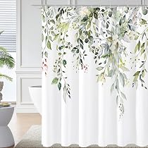 Gibelle Duschvorhang Aquarell-Blumen – 183x213 Cm, 100% Polyester, Wasserabweisend, Mit 12 Haken, Braun-beige Blumenmuster