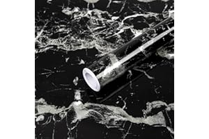 Fantasnight Marble Effect Self Adhesive Vinyl 40 X 300cm Sticky Back Plastic Black Marble Contact Paper Waterproof Peel and Stick Wallpaper Self Adhesive Vinyl Wrap for Kitchen Worktop