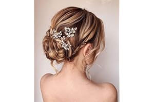 Unicra Broches para el pelo de novia de cristal para novia, accesorios para el cabello de boda para mujeres y niñas, paquete de 3 (plata)