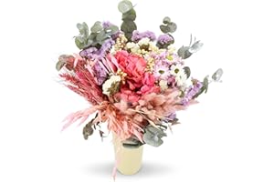 BEKABA Bouquet de Flores Secas y Naturales en Tonalidades Variadas, Regalo Ideal Hecho a Mano, 50x35 (Rosa)