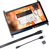 Pour Raspberry Pi Moniteur HDMI à écran tactile capacitif de 7 pouces - Écran de jeu à affichage à cristaux liquides HD 1024x600, DRIVE FREE pour Raspberry Pi / Windows 10 / Beagle Bone Black et
