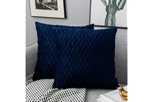 Yamonic Pack of 2 Cushion Cover Super Soft Velvet Pillow Covers Square Decorative Pillowcase for Sofa Bed Couch Bench, 20 x 20 inch, Navy blue