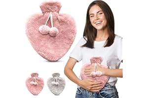 EMPIRE TRADING & COMMERCE Happy Heaters Wärmflasche mit flauschigem Bezug, ideal für Periode, Rücken- und Nackenschmerzen – perfekt für Frauen, Senioren und Kinder (Rosa - 1L)