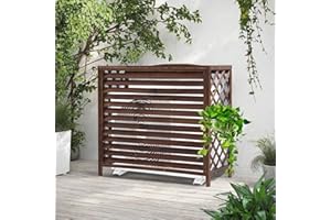 PQUAEZORTIC Osłona Klimatyzatora Z Litego Drewna Osłona Pompy Ciepła Ogrodzenie Prywatności Drewno Osłona Antykorozyjna Klimatyzator Jednostka Zewnętrzna Drewniany Stojak Na Kwiaty Drewniany Stojak(86x35x80cm)