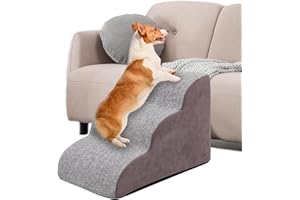 Arkyomi 3 peldaños Escalera para Perros Cama/sofá pequeños,rampa Escalera Mascotas Desmontable,Gatos escalonadagris Lavable