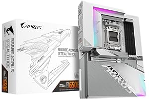 GIGABYTE B650E AORUS STEALTH ICE Motherboard - Supports AMD Ryzen 9000 CPUs- 12+2+2 phases VRM- up to 8000MHz DDR5 (OC)- 1xPCIe 5.0 M2 + 3xPCIe 4.0 M.2- Wi-Fi 7-2.5GbE LAN- USB 3.2 Gen 2x2