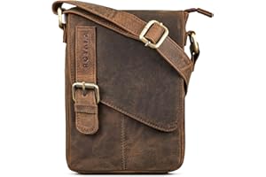 ROYALZ "Louisiana Leder Umhängetasche Klein für Männer Herren Ledertasche Mini Seitentasche Vintage Look Tasche zum Umhängen;Farbe:Schwarz