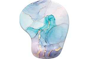 Hsurbtra Tapis de Souris, Ergonomique Tapis de Souris Gamer avec Repose Poignet en Gel, Portable, Parfait pour Ordinateur, Bureau, Travail, Marbre