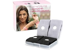 ‎COZY RACOON Cozy Racoon Akupressur Armband gegen Übelkeit in der Schwangerschaft I Effektiv und ohne Nebenwirkungen I Praktische Transportbox I Armbänder 4 Stück (2x Schwarz, 2x Grau)