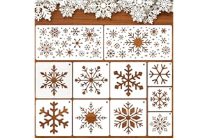 Kiiwah 11 Pièces Pochoir Noel Fenetre Flocon de Neige, Taille Mixte Noel Vitre Réutilisables Pochoir Peinture en Plastique pour l'Artisanat, les Fenêtres, les Cartes de Bricolage,le Bois