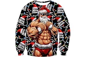 TUONROAD Pull de Noël Unisexe Nouveauté Christmas Imprimé Tricot Sweater Col Rond Manche Longue Xmas Sauteur Chandail Hiver pour Femme Homme S-XXL