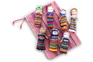 THORNESS Set di 7 bambole guatemalteche fatte a mano Worry Doll con un sacchetto colorato di immagazzinaggio artigianale,Bambole preoccupate per le ragazze,Bambola di preoccupazione,Bambola del Guatamalan