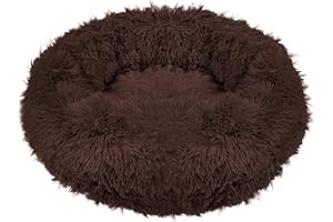 SPRINGOS Cama para perros, redonda, piel sintética, cómoda, suave, parte inferior antideslizante