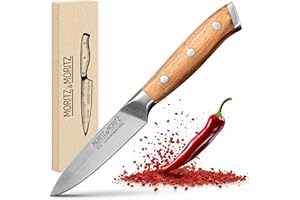 Moritz & Moritz Couteau à Légumes 9 cm - Petit Couteau de Cuisine en Acier Inoxydable - Couteau Inox pour Fruits et Légumes avec Manche Ergonomique en Bois d'Acacia - Couteau d'Office