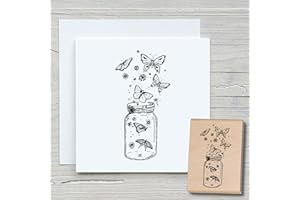 ‎NEWSTAMPS DIE STEMPELMACHER NEWSTAMPS Stempel Schmetterlingsglas Motivstempel groß aus Holz & Gummi zum Karten basteln, Holzstempel, Tiere, Tierstempel, Scrapbook, Textilstempel, Deko, Kinder