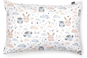 ‎PINKZEBRA PinkZebra Kopfkissenbezug Kinder, Kissenbezug 25 x 50 cm aus 100% Baumwolle, Kissenhülle Jungen & Mädchen, Öko-tex Standard 100, Kinderbezüge mit Reißverschluss, Eule