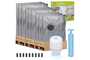 MOBUMEIA Bolsas Vacio Ropa con Bomba EléCtrica, 9 Piezas (3x 40x50cm, 3x 40x60cm, 3x 40x60cm) Bolsas Para Guardar Ropa Reutilizables Para Mudanzas ArtíCulos De Viaje Y Almacenamiento diario