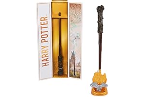Wizarding World Harry Potter - Authentischer Harry Potter Zauberstab aus Kunststoff mit Hogwarts-Halterung, ca. 30,5 cm, Spielzeug für Kinder ab 14 Jahren, Fanartikel, Gold
