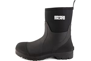 Savage Island Arran Short Neoprene Wellington Boots - Insulated Rubber Warm Waterproof Wellies in Black & Green
