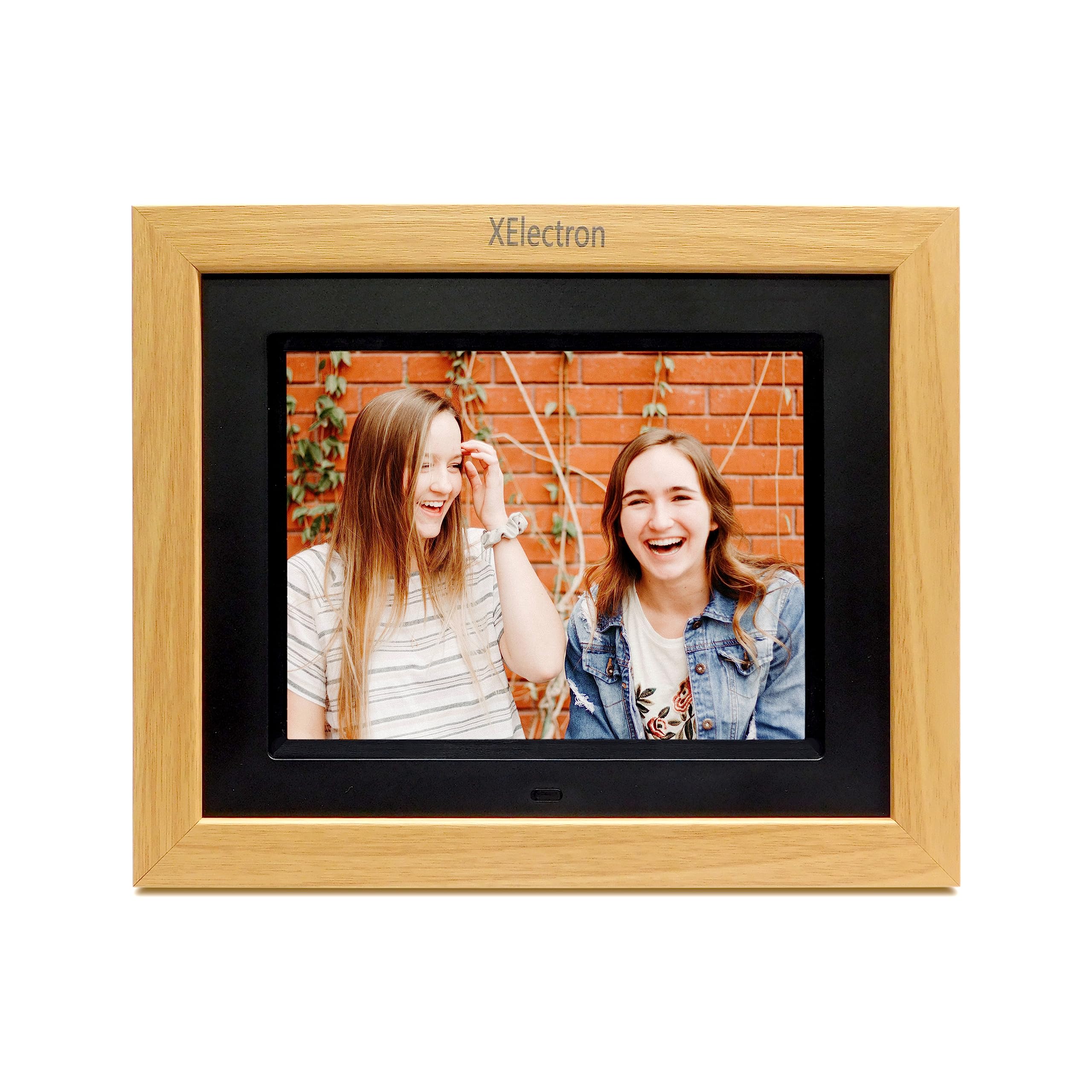 XElectron 8 inch IPS LED Digital Photo Frame with Wide View HD Display, Auto-Rotate, Play Photos, Videos, Music and Slideshow with SD Card, USB Ports (Wooden)