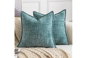 MADIZZ Set med 2 st Texturerade Chenille Kuddfodral Mjukna Boemiska Dekorsiktiga Kuddöverdrag Modern Heminredning för Soffa Vardagsrum Sovrum Krämvitt 50x50 cm