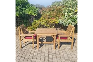 PGONA WOODEN GARDEN FURNITURE PATIO SET 2 CHAIRS AND 3 FOOT SQUARE TABLE NEW DELIVERED ASEMBLED