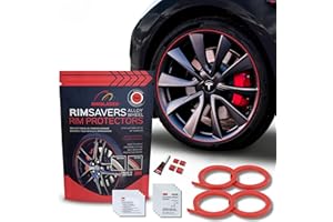 RIMBLADES Rimsavers Red Alloy Wheel Protectors – Fits Up to 24” x 4 Wheels | Ideal for Flat Edge Rims | 3 Colour Options | Easy DIY Fit | Protects Against Kerb Rash | Car Exterior Accessory