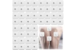 CALENXY 48 Stück Nachkaufset Selbstklebende Gel-Elektroden Pads, Klebeelektroden Elektroden Pads 5x5 cm, Wiederverwendbar Mit 3,5 mm Snap Druckknopf für Sanitas & Beurer Tens Maschinen Tens Pads