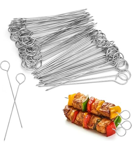 50 Brochettes Acier Inoxydable 25 Cm - Piques Réutilisables Barbecue BBQ Viande Légumes Poisson - Anti-Rouille
