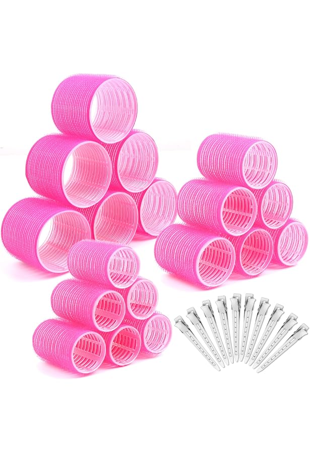 ADMIRING 12 Stück Lockenwickler Für Mittellanges & Kurzes Haar – Hitzefrei, Selbsthaftend, Rosa – Für Natürliche Locken Ohne Föhn