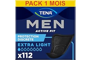 TENA Men Protections Absorbantes Extra Light Incontinence Homme - Pour Fuites Urinaires Légères - 112 Protections (Pack 1 Mois)