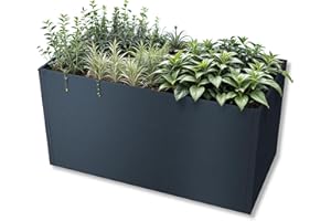 ‎METZLER Metzler Hochbeet für den Garten – Stahl in Anthrazit | Witterungsbeständiges Metall-Gartenbeet, Pflanzenbeet, Blumenhochbeet | 150 x 75 x 77 cm