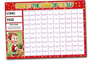 GIFTS AND TEMPTATIONS Predict the Name of the Elf Christmas Scratch Card Fundraising Game, 100 Names, A4 Size, Fundraising