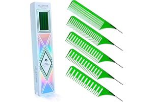 Vellen Hair Ultimatives Highlight-Kamm-Set, hitzebeständig, PEI-Material 220 °C, hitzebeständig, professionelle Strähnenkämme für Haarfärbemittel, Highlight – 5 Größen (grün transparent)